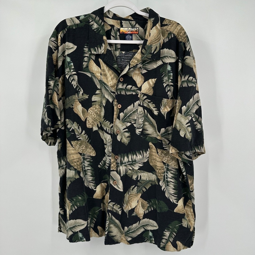 Havana Jacks Cafe Mens Silk Hawaiian Shirt Size XXL Floral Resort Vacation Aloha